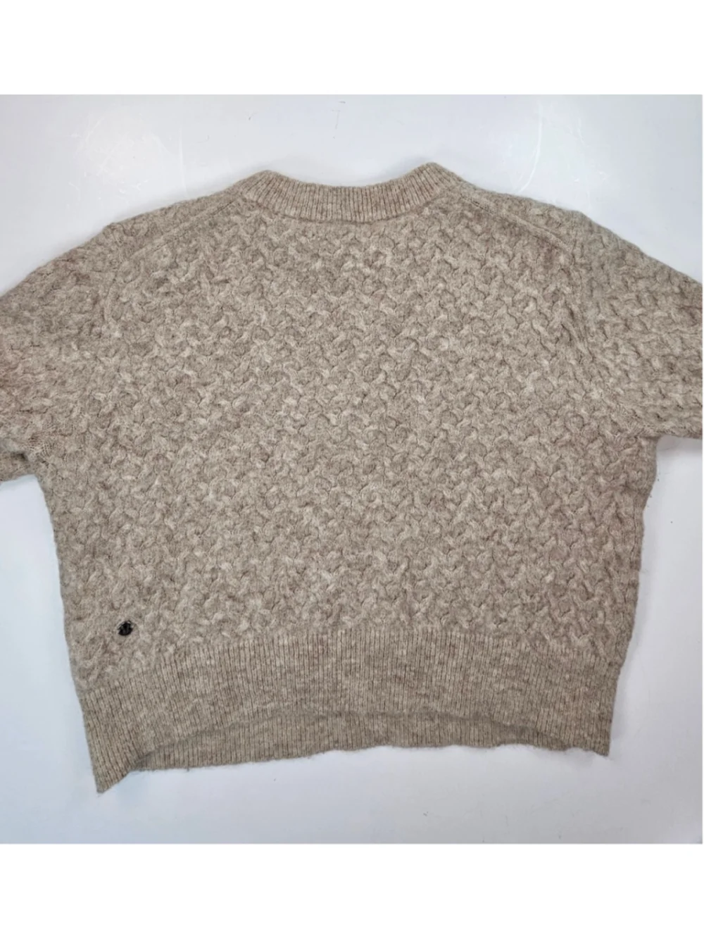 Lululemon Alpaca Wool Blend Crosshatch Sweater Women L Beige Cropped Cable Knit